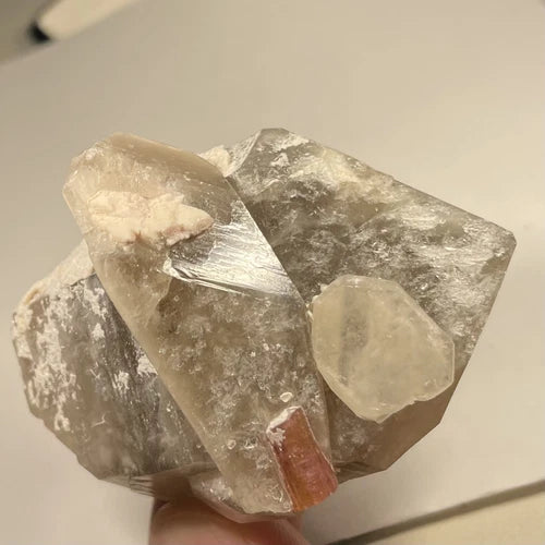 Tourmaline On Double Terminated Smokey Quartz Crystal Malkhan RUSSIA 85g