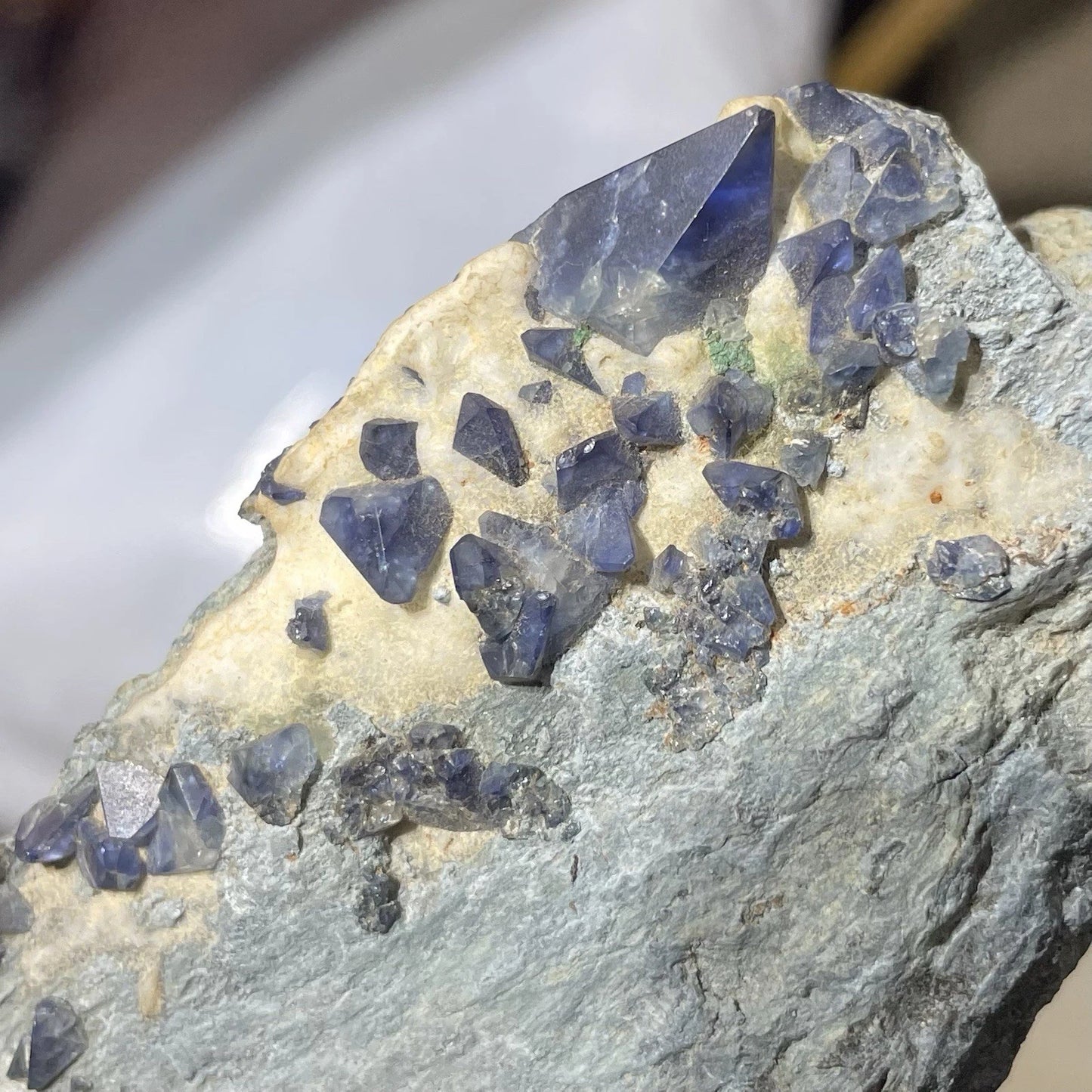 Benitoite Crystals In Crossite Matrix San Benito Co CALIFORNIA USA