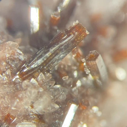 Endlichite / Vanadinite on Calcite Crystals Chihuahua MEXICO