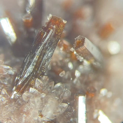 Endlichite / Vanadinite on Calcite Crystals Chihuahua MEXICO